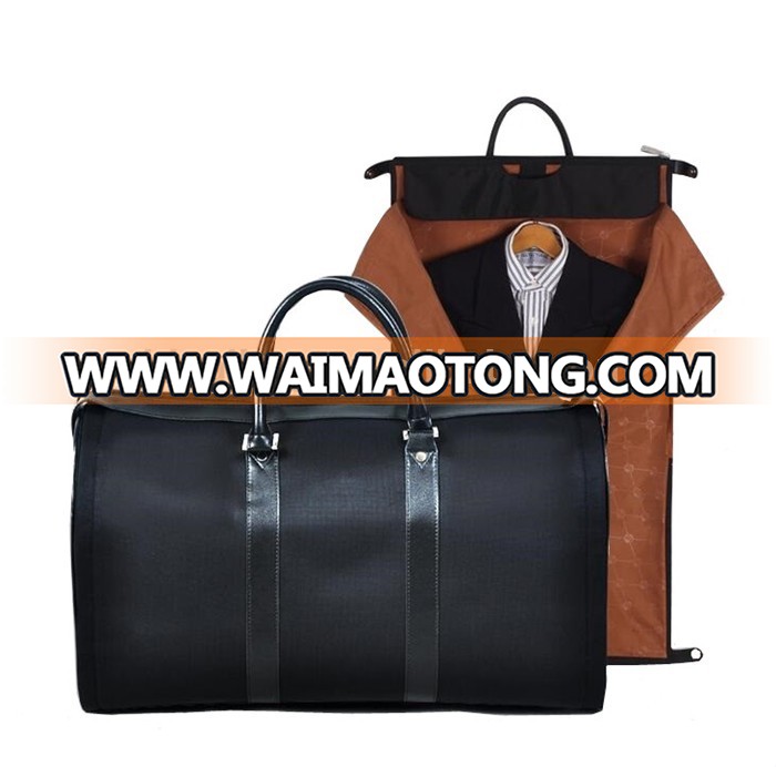 High quality hot sale 17 inch nylon leather business travel garment bag multifuntion travel pouch suit bag